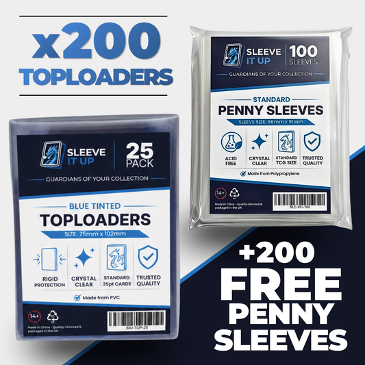 200x Top loaders + 200 FREE Penny Sleeves - Trading Card Sleeve 3”x4” Pokémon