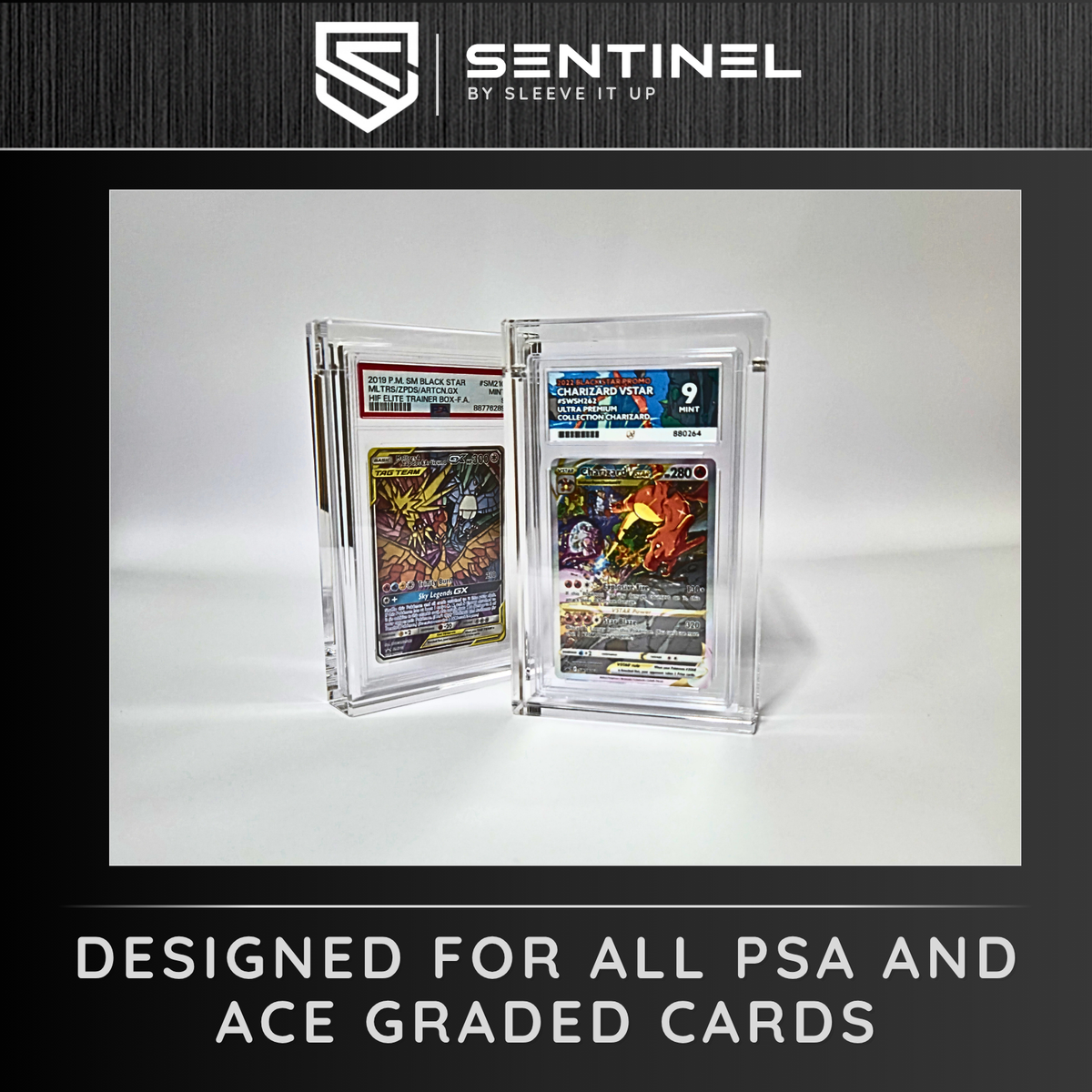 PSA & ACE Graded Card Acrylic Display Case – EXTRA THICK 8mm Magnetic Slab Protector
