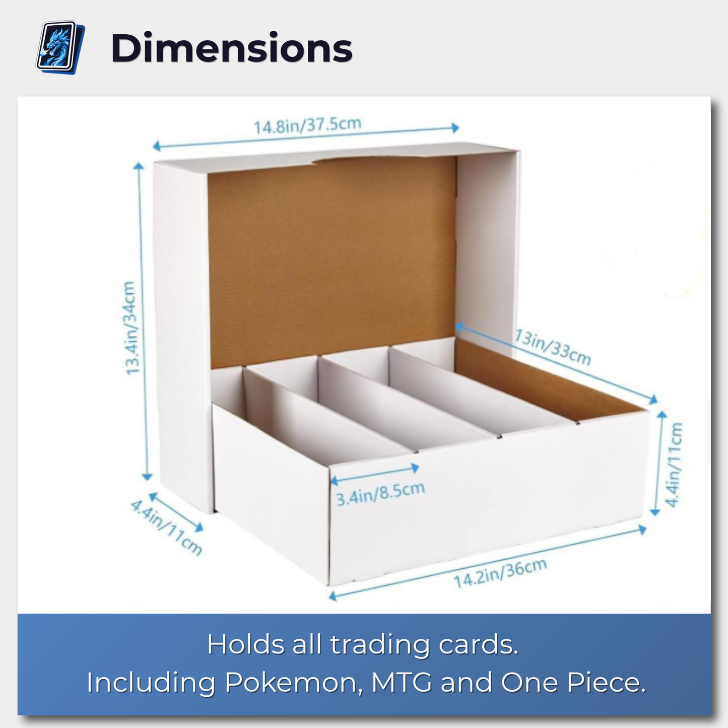 Trading Card Bulk Storage Box | 4-Row Card Box – Holds 3600 Cards