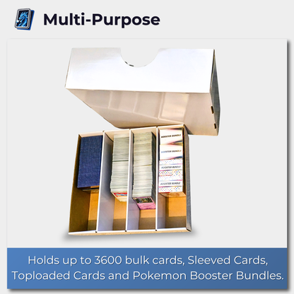 Trading Card Bulk Storage Box | 4-Row Card Box – Holds 3600 Cards