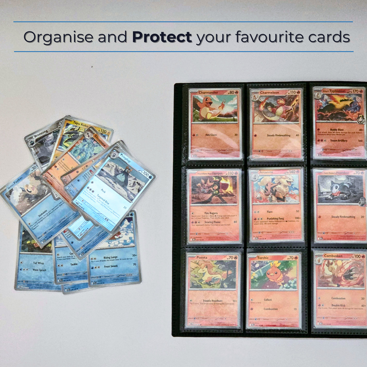 9-Pocket Plastic Trading Card Binder with Strap (Sleeve & Top Loader Options)