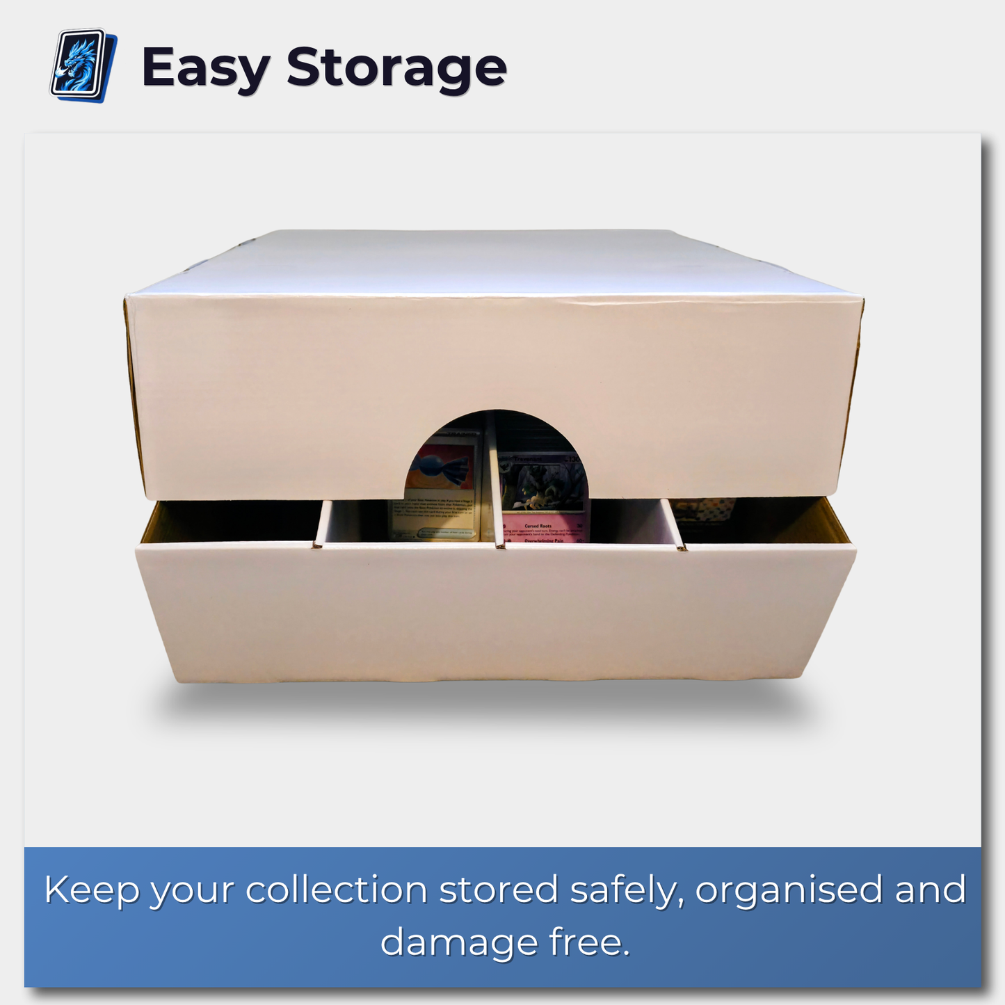 Trading Card Bulk Storage Box | 4-Row Card Box – Holds 3600 Cards