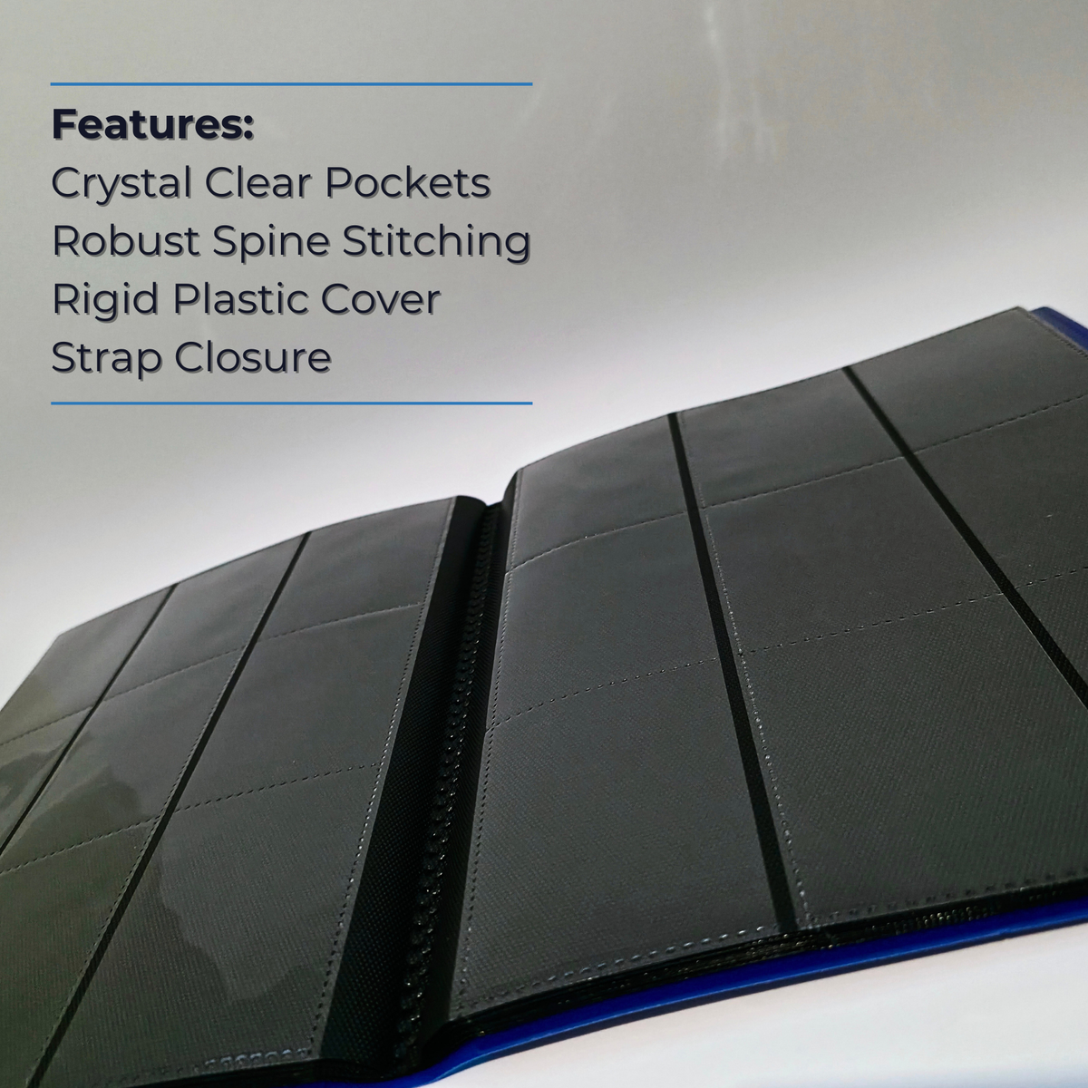 9-Pocket Plastic Trading Card Binder with Strap (Sleeve & Top Loader Options)