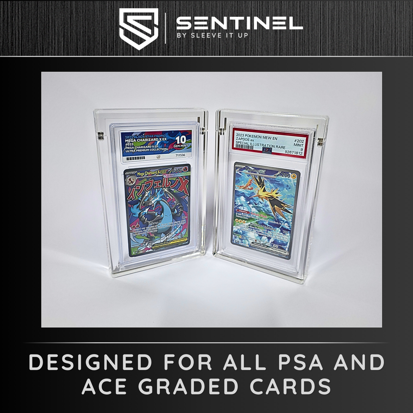 PSA & ACE Graded Card Acrylic Display Case – 5mm Magnetic Slab Protector