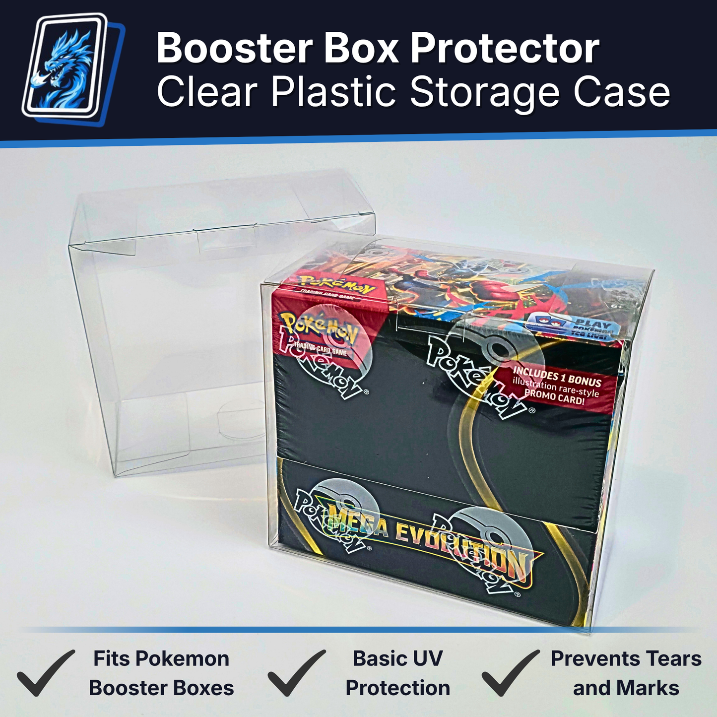 Pokemon Booster Box Plastic Case Protector - TCG Display Strong 0.5mm (1-20 Pack)